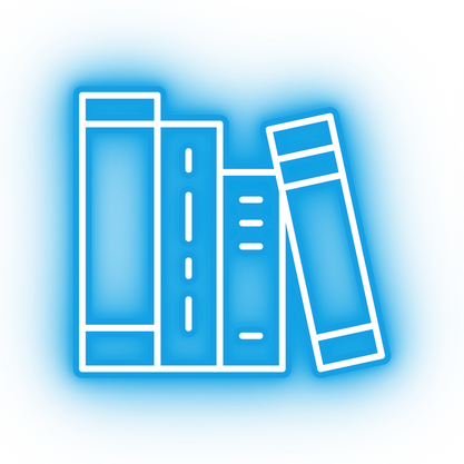 Neon blue books icon